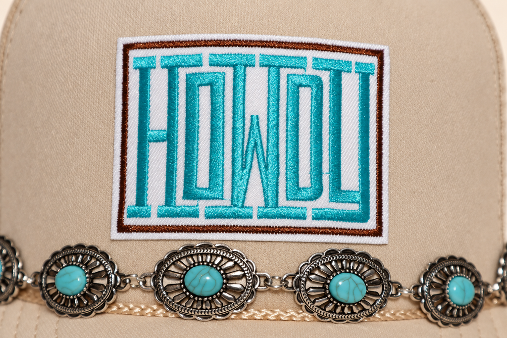Howdy Turquoise Concho Trucker Hat